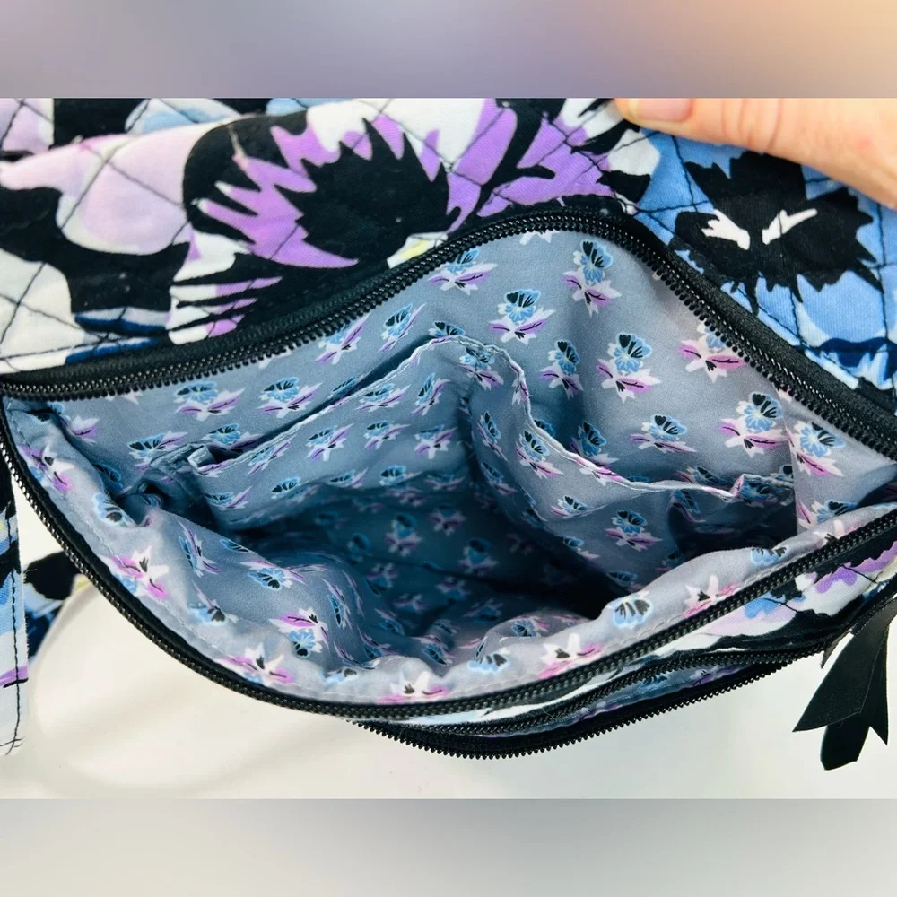 Vera Bradley Triple Zip Hipster Crossbody in Plum Pansies - Picture 5 of 12